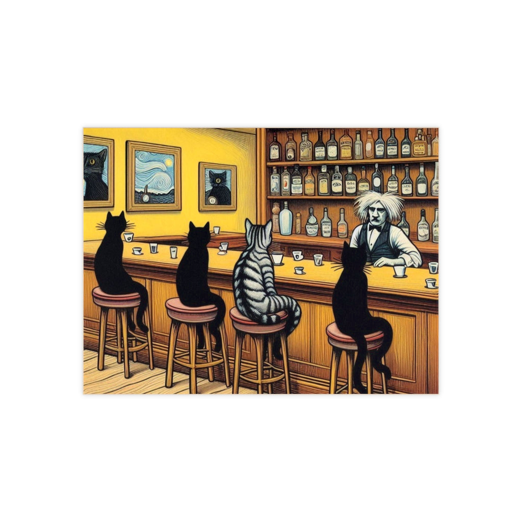 Ceramic Photo Tile — Whimsical Cats at the Bar Art Tile