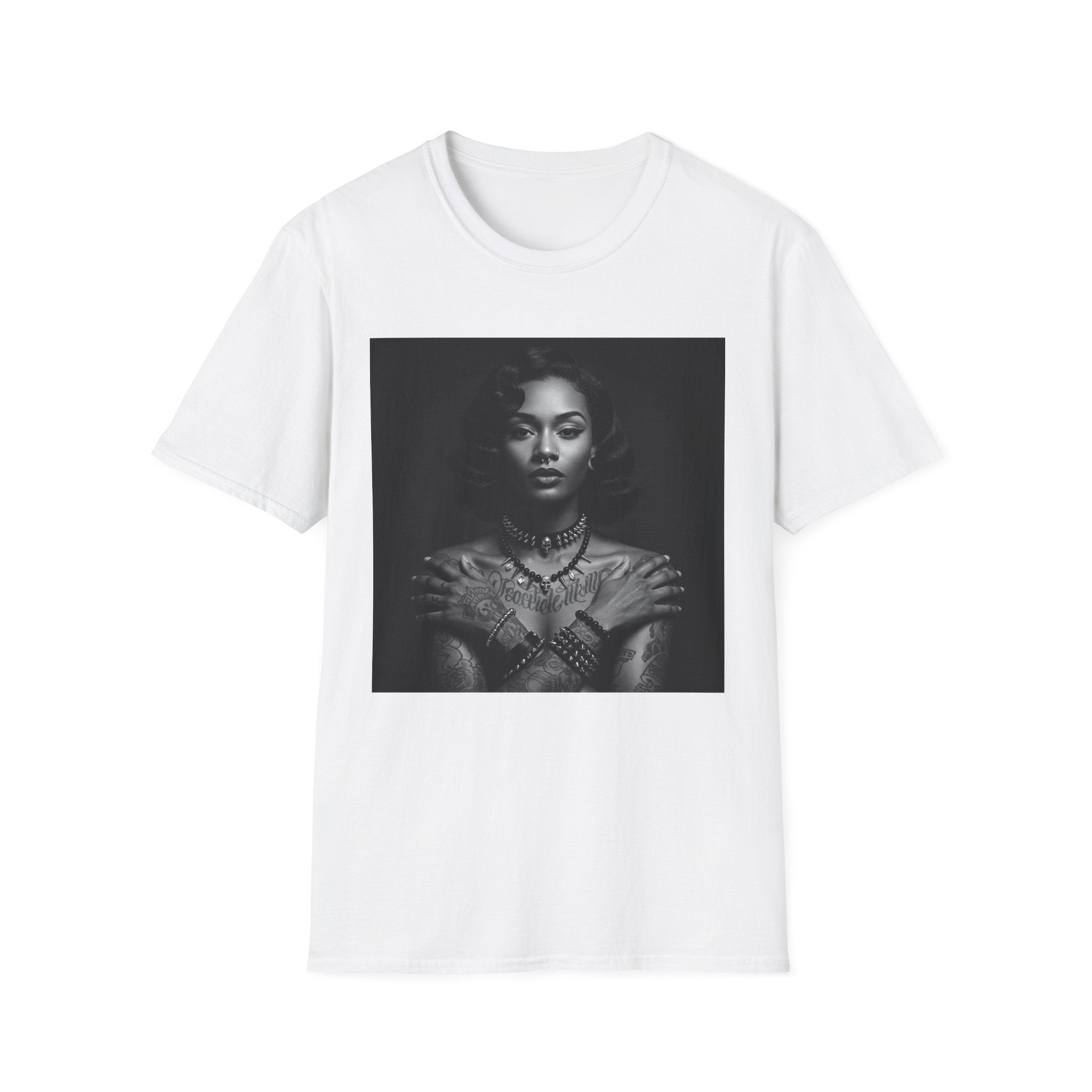 Black & White Portrait Tee — Where is her shirt?