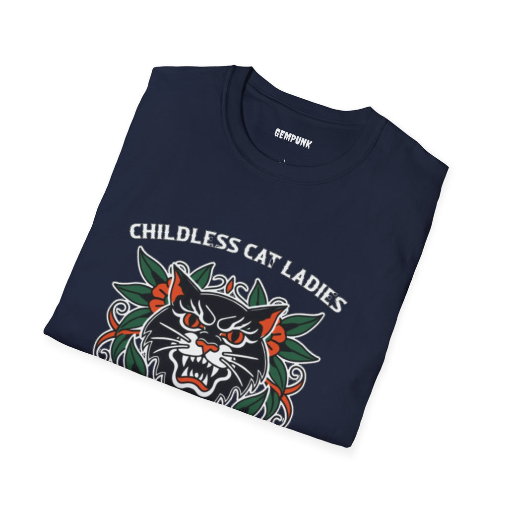 Childless Cat Ladies Against Fascism T-Shirt — Anti-Fascist Cat Graphic Tee