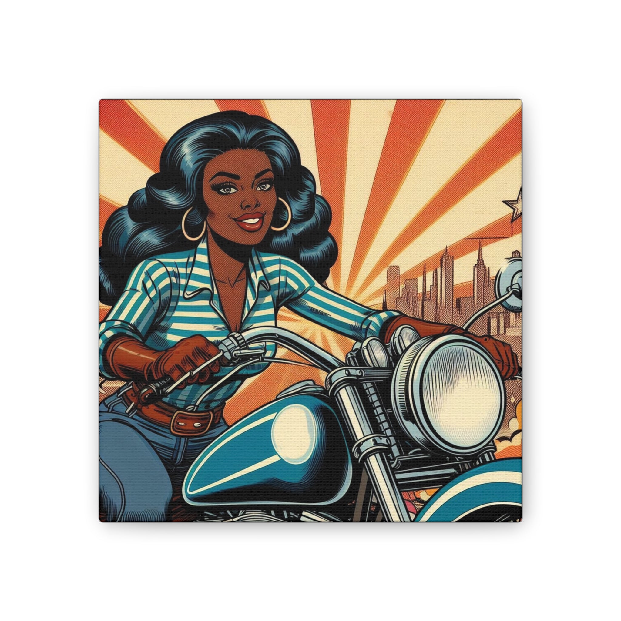Hot chick on  Vintage Motorcycle Pop Art Print
