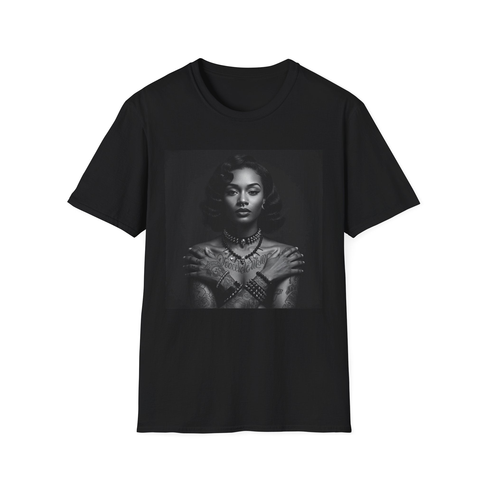 Black & White Portrait Tee — Where is her shirt?