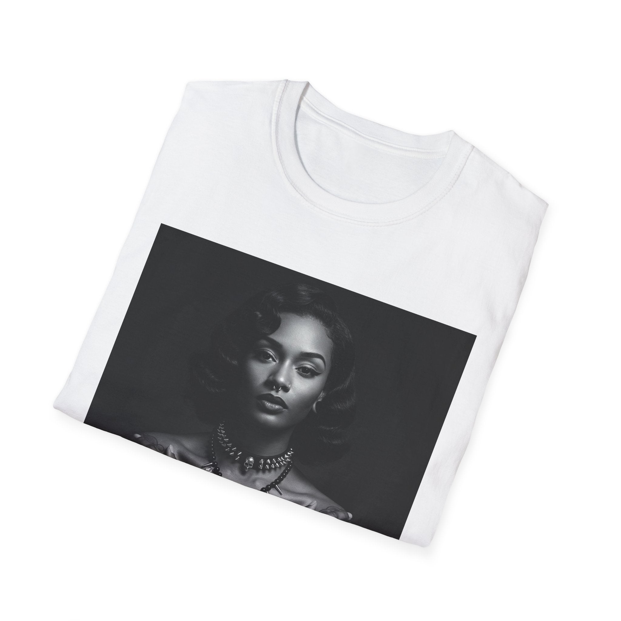 Black & White Portrait Tee — Where is her shirt?