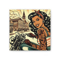 Hot Chick on a Bike in some Dusty Desert Town Canvas Print