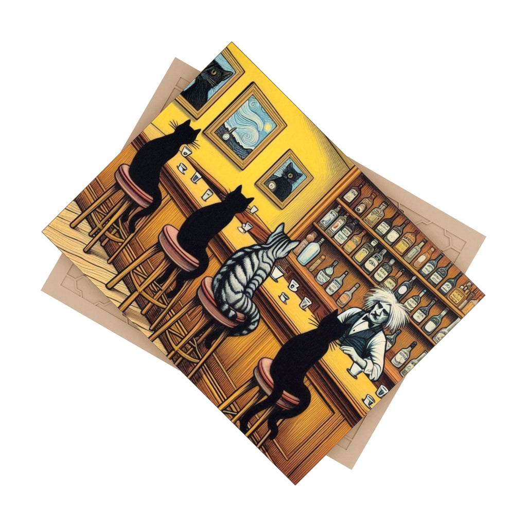Ceramic Photo Tile — Whimsical Cats at the Bar Art Tile