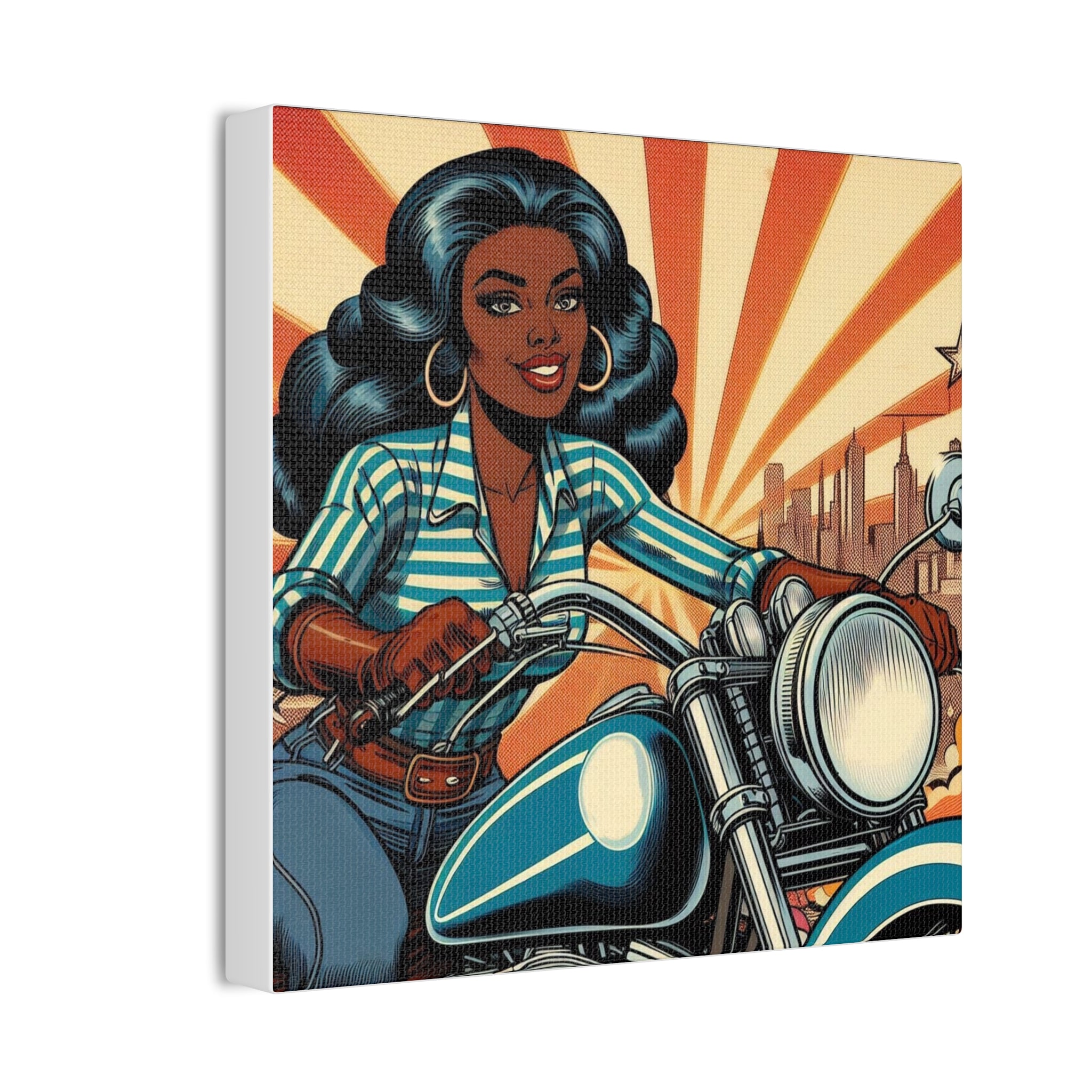 Hot chick on  Vintage Motorcycle Pop Art Print