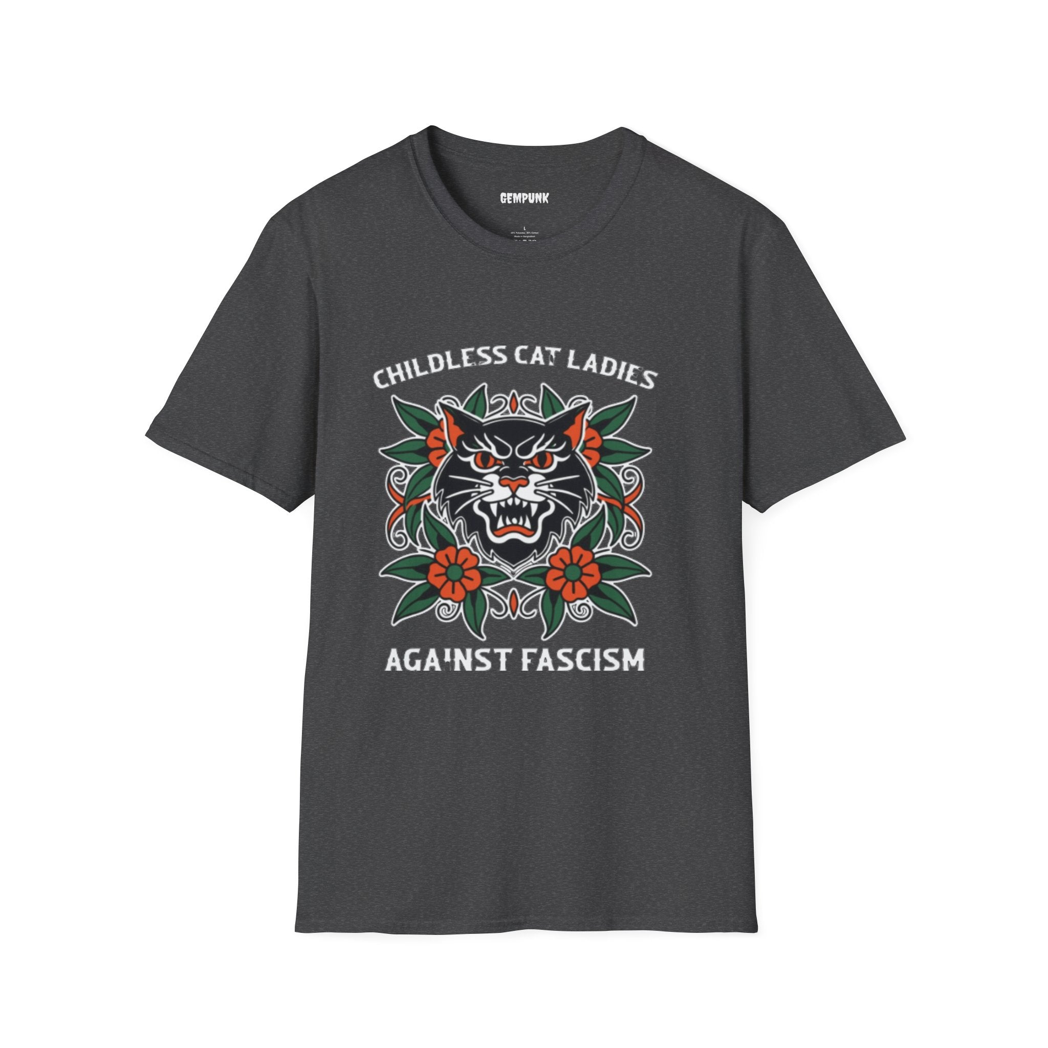 Childless Cat Ladies Against Fascism T-Shirt — Anti-Fascist Cat Graphic Tee