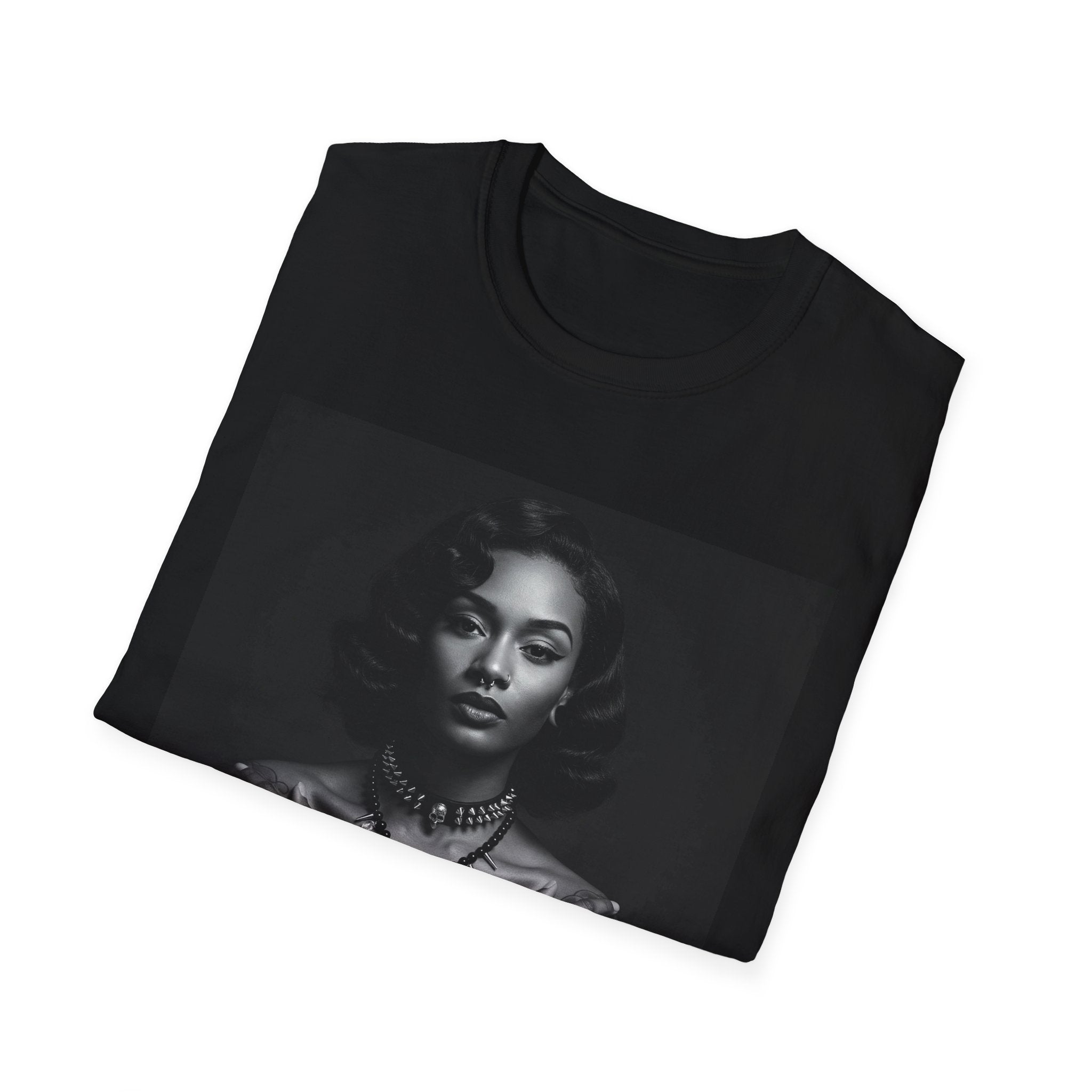 Black & White Portrait Tee — Where is her shirt?