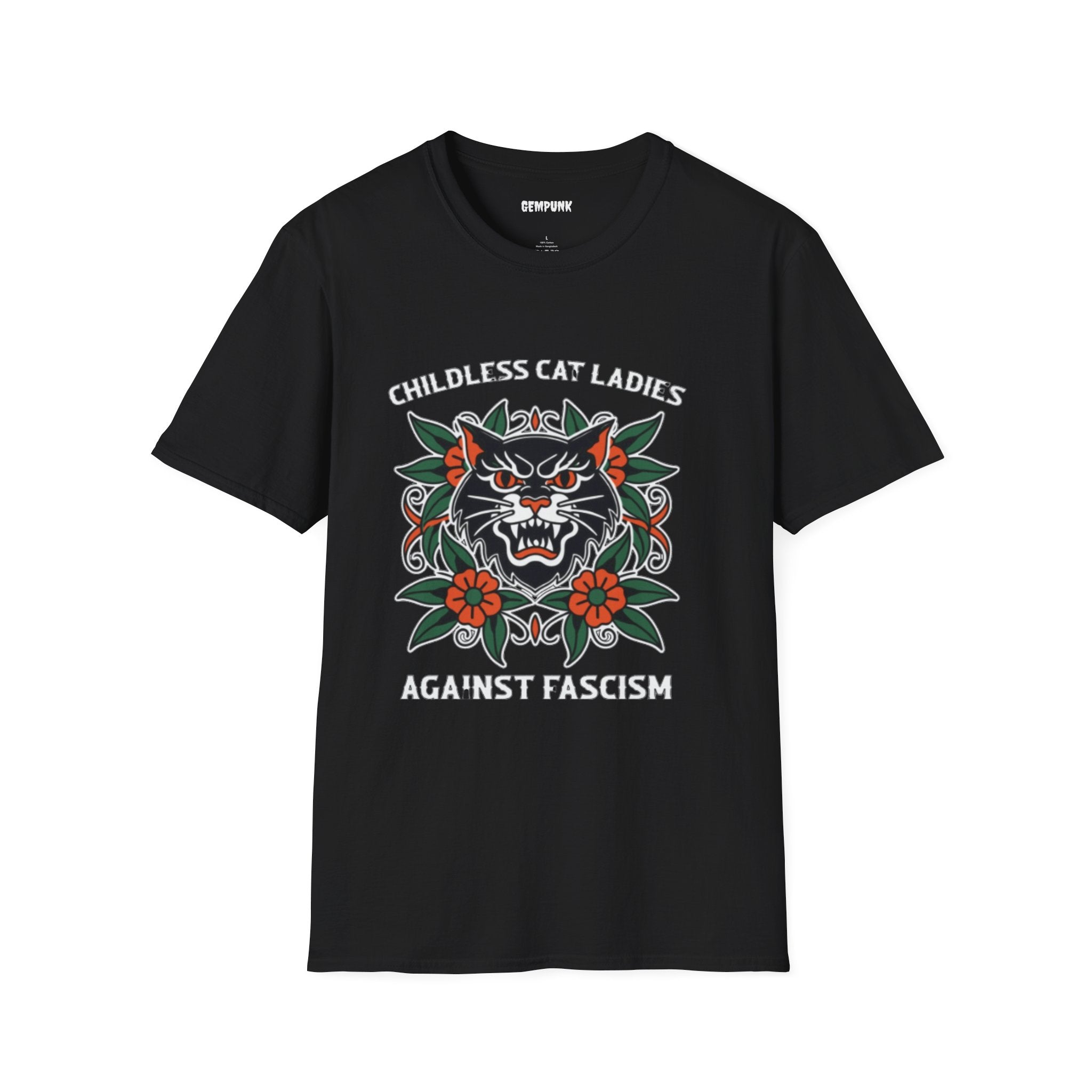 Childless Cat Ladies Against Fascism T-Shirt — Anti-Fascist Cat Graphic Tee