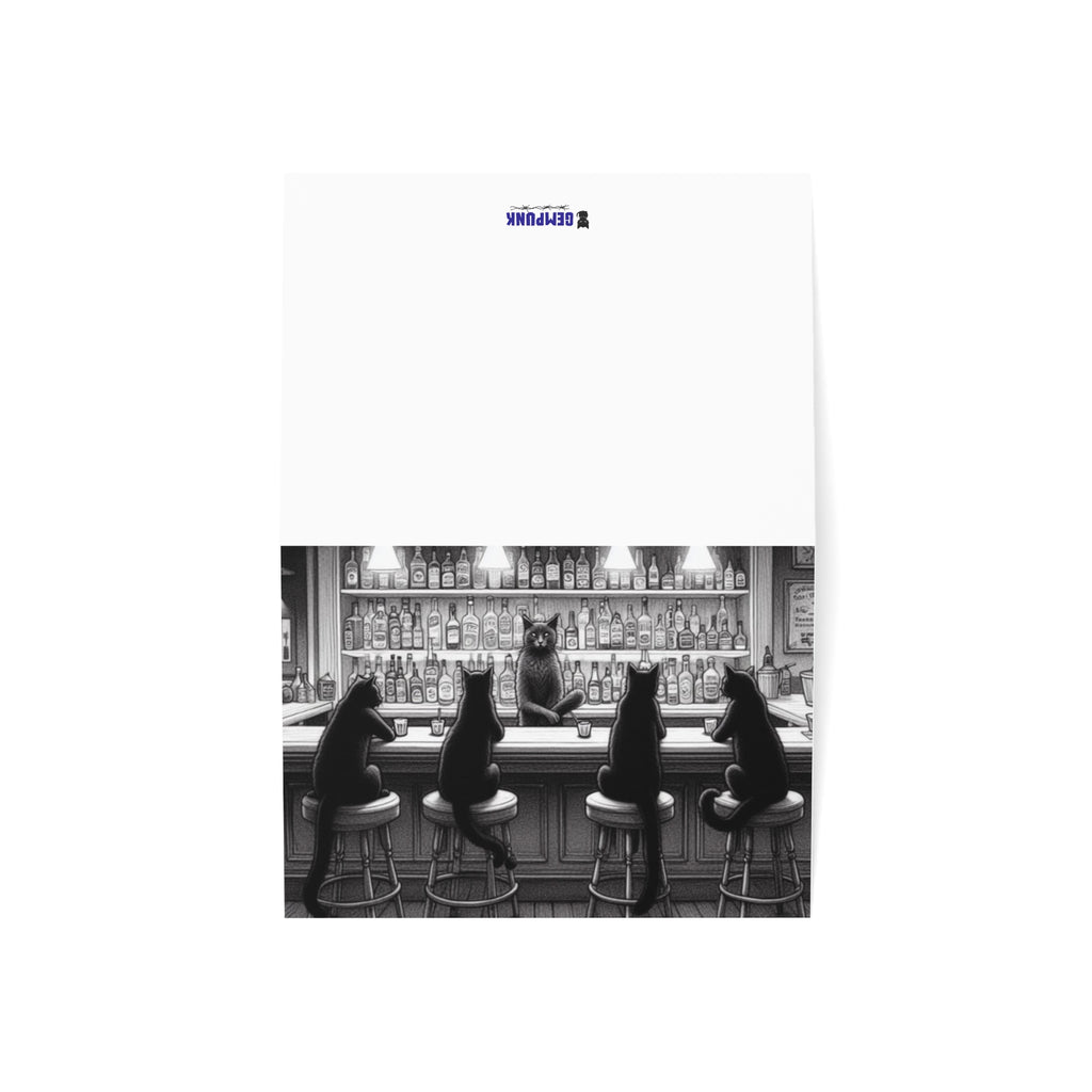 Cat Bar Scene Greeting Cards